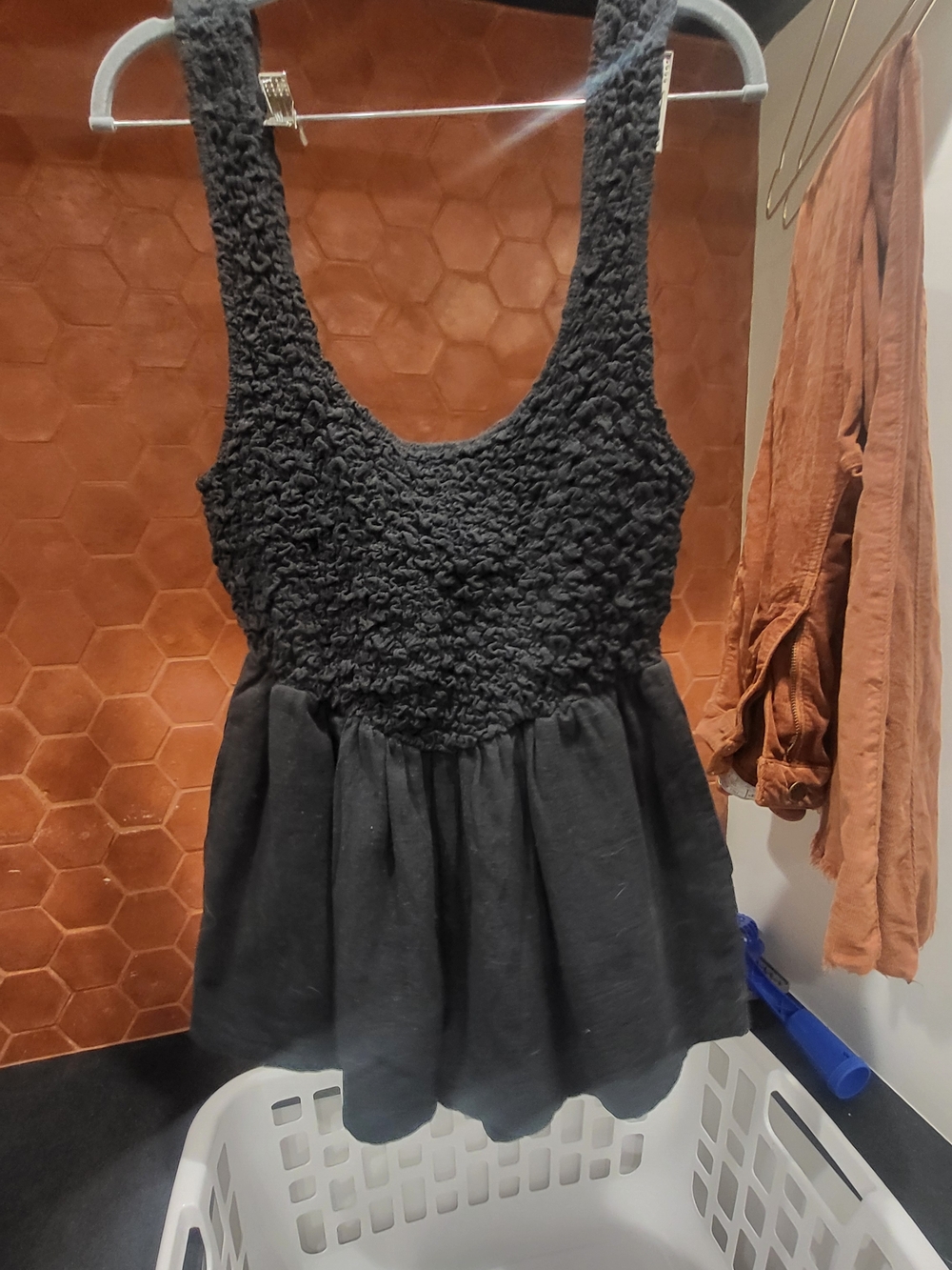 Free People Black Textured Sleeveless Romper